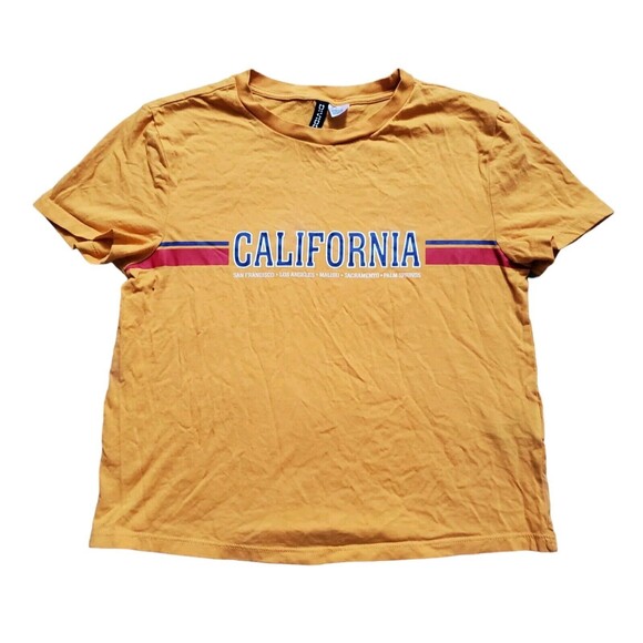 Divided H&M Top Women Small Yellow California T-Shirt Short Sleeve San Francisco - Picture 5 of 5